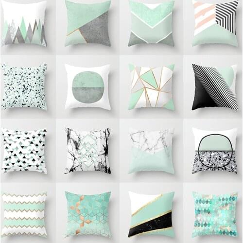 Mint Cushion Cover Geometric Throw Pillow Case for Home Chair Sofa Decoration Square Pillowcases