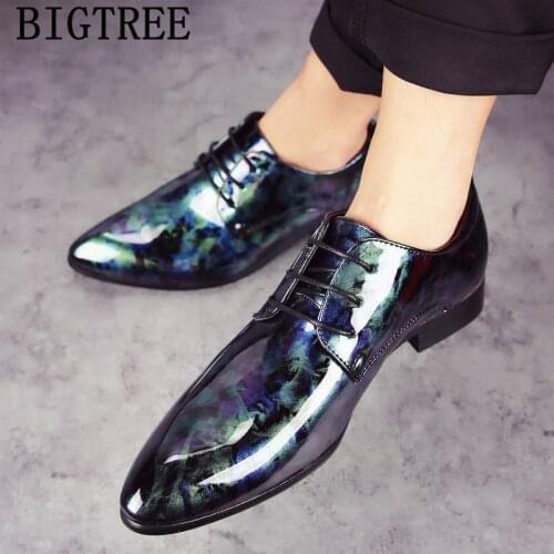 NLSCGZM Men's Patent Leather Shoes