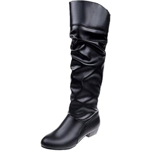 New Fashion Korean Style Womens Boots In 2021 Spring Autumn Pointed Low Heel Over-the-knee Casual Modern Boots for Daily