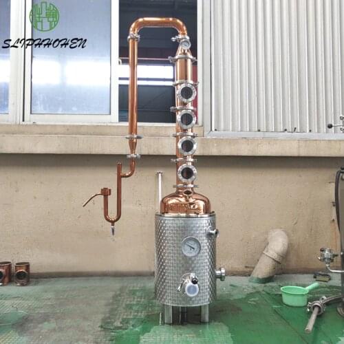 20L Simple Distillation Equipment Bar Whisky Brewing Equipment All TP2 Red Copper Three Layer Retort
