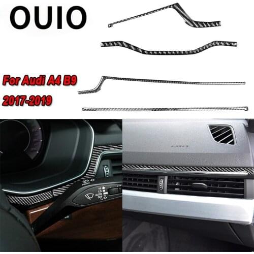OUIO Car Central control Panel Instrument console Decoration Strip Cover Trim For Audi A4 B9 LHD RHD Auto Interior Accessories
