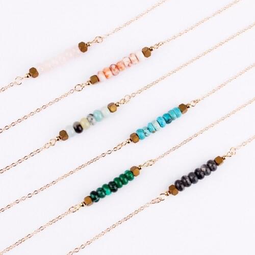 New Arrival Bohemia Minimalist Round Stone Pendant Bar Chokers Necklaces for Women Fashion Summer Jewelry 6 Colors