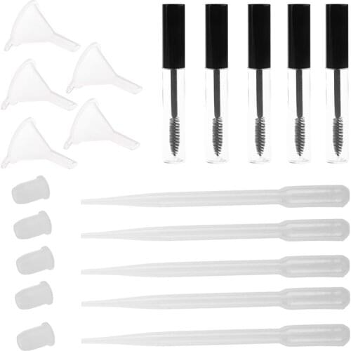 5x 10ml Empty Refillable Mascara Bottle Makeup Eyelash Growth Vials Funnels