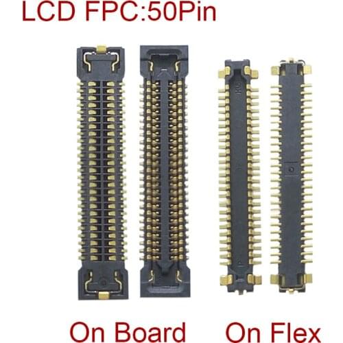 2pcs 50pin LCD Display Screen FPC Connector On Motherboard For Xiaomi Mi 8 Mi8 8SE MI8SE Usb Charging Plug Port On Flex Cable