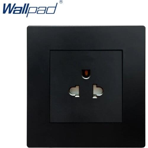 US 3 Pin Socket 16A Black Wallpad Luxury Wall Power Electrical Outlet Sockets PC Panel