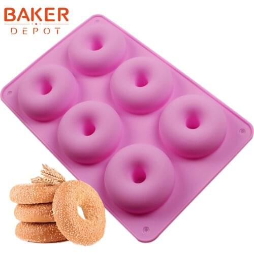 BAKER DEPOT Silicone Donut cake Molds bread dessert molds donuts cake bakeware baking tools soap pudding pastry mould 6 cavity