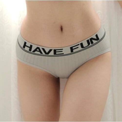 Sporty Simple Letter Print Seamless Womens Underwear Solid Soft Breathable Cotton Panties Female Low Waist Briefs Tanga S1303