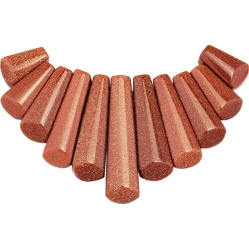 SUNYIK 11Pcs/Set Gold Sand Stone Shield Bar Sticks Loose Beads Pendant Jewelry Craft Finding