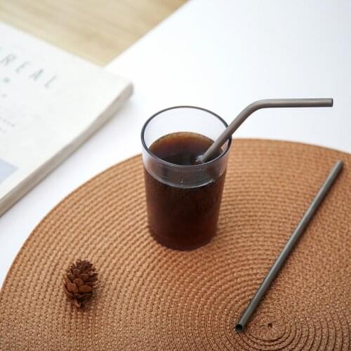 Ultralight Titanium Bent / Straight Straw Washable Environmental Reusable Drinking Straw With Cleaning Brush