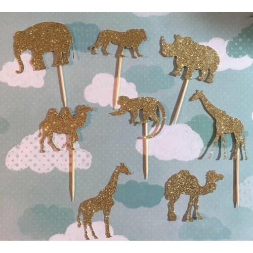 Safari cupcake topper, lion, camels, elephants, camels, giraffe and monkeys, zoo and jungle themes