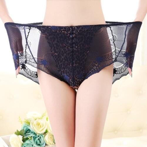 New Arrival Underwear Women Panties Lace Net leopard print Plus Size 7XL Sexy Panties Lingeries Intimates