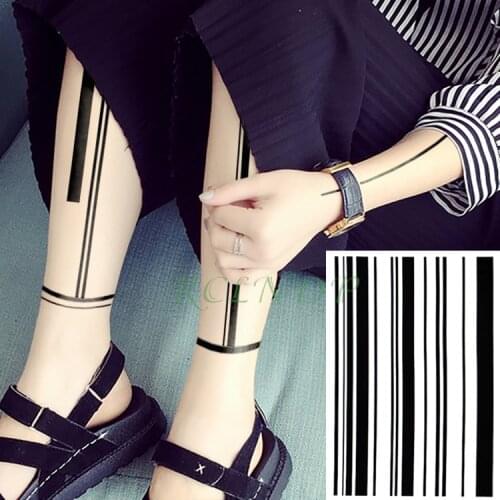 Waterproof Temporary Tattoo Sticker stripe QR code streak line Fake Tatto Flash Tatoo Back leg Abdomen Arm for Girl Women Men