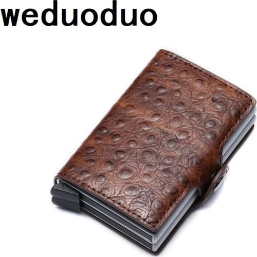 Weduoduo New Arrival Card Holder RFID Safety Double Box Men Mini Metal Wallet Business Credit Card Holder Tarjetero Purse Case