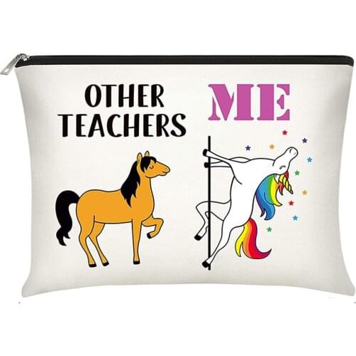 Funny Teacher Makeup Bag Pencil Pouch Graduation back to school Thanksgiving Teachers' Day Christmas Appreciation Gift Present