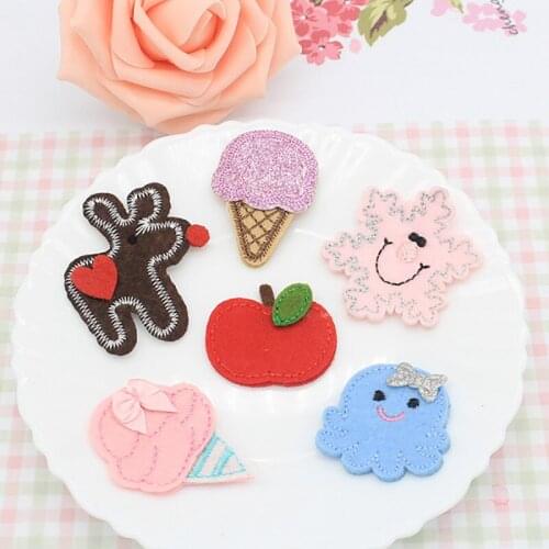 15pcs/lot Ice cream star apple octopus reindeer iron on patches DIY Childrens hair clips and diy beautiful clothes and shoes