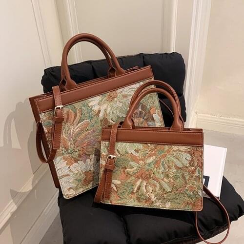 Tote Bags For Women Oil Painting Pattern Handbag Luxury Bag Women Brand Crossbody Bag Top Handle Clutches Vintage Lady Satchel
