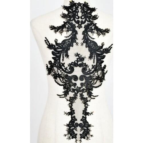 1PC New Large Black High-end Wedding Dress Back Lace Patch Post Upscale Wedding Dress Costume DIY Accessories Lace Applique