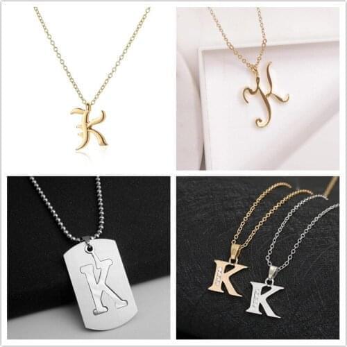 1pcs Family mom name gift Initial Letter K monogram alphabet Stainless steel alloy 26 English word sign pendant Necklace jewelry