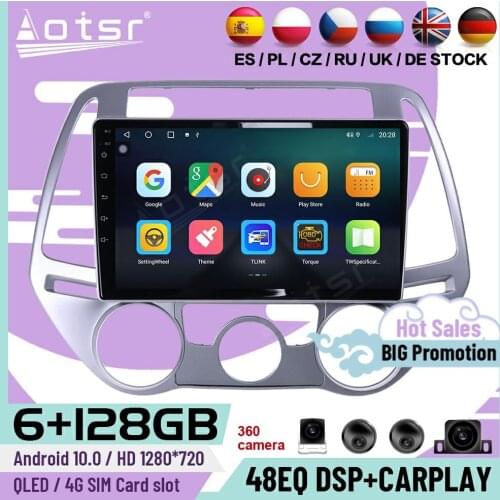 128G Carplay Multimedia Car Stereo Android 10 Player For Hyundai I20 2008 2009 2010 2011 2012 2013 2014 GPS Navi Radio Head Unit