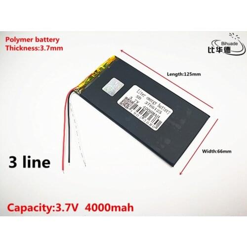 3 line Good Qulity 3.7V,4000mAH 3766125 Polymer lithium ion / Li-ion battery for tablet pc BANK,GPS,mp3,mp4