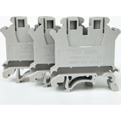 5pcs Din Rail Terminal Block UK-10N Wire Connector Connductor Universal Class Connector Screw Terminal Block Strips UK10N