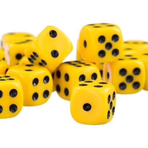 50 x 12mm Acrylic Multi-sided Opaque Six Sided Spot Dice Games D6 D&D RPG Yellow