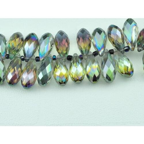 95pcs 11x25mm Fuscia Pink Plated Crystal Glass Big Waterdro beads Teardrop Beads Briolette Crystal JewelryBeads Free Shipping