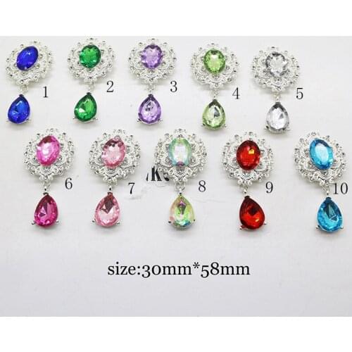 Free Shipping Wholesale 30x58mm 20pcs/lot Flatback Rhinestone Button With Pearl For Hair Flower Wedding Embellishment LSRB502