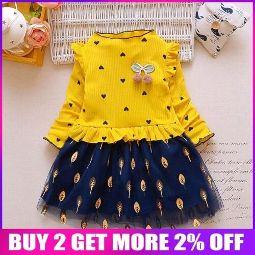 BibiCola New Hot sale children girls print dress autumn winter kids warm dress baby girls fashion thicken dresses fit 2-7 Y