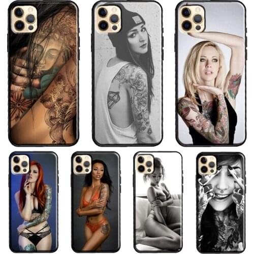 Sexy Sleeve Tattoo Girl Soft Case For iPhone 12 Pro Max Mini X XR XS Max SE 2020 8 7 Plus 11 Pro Max Phone Cover