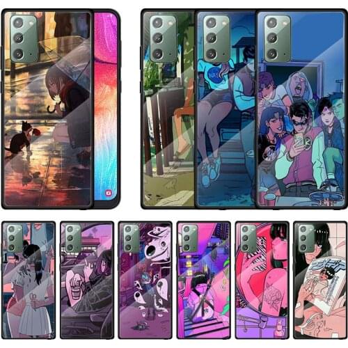 Anime Neon Color Art Girl For Samsung Note 20 10 9 8 Ultra Lite Plus A70 A50 A40 A30 A20 A10 Tempered Glass Phone Case