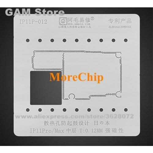 For iPhone 11Pro 11Promax Middle Layer Board BGA Stencil Reball Solder Ball Tin Plant Net Steel Mesh Amaoe Square Hole IP11P-012