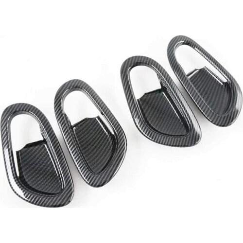 For Nissan Navara NP300 2016-2021 Carbon Fibre Car Inner Door Handle Bowl Protector Frame Cover Trim Sticker Accessories