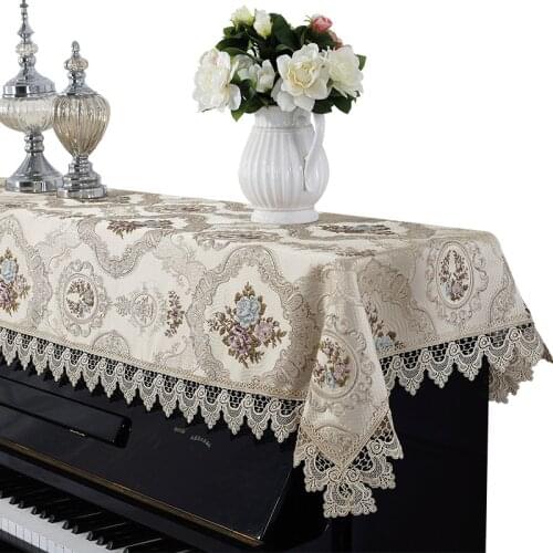 Elegant Embroidered Lace Piano Cover Pastoral Rustic Style Piano Towels Half Covering Cloth Home Decoration Multipurpose Towel