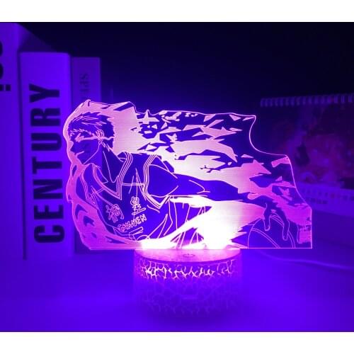 Kurokos Basketball Anime Figure Daiki Aomine 3D LED Lamp White Base for Bedroom DecorNight Light Child Birthday Gift Manga Light