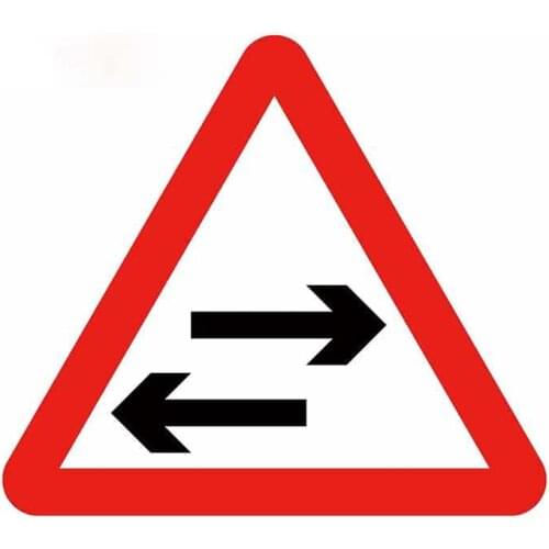 Personality Two-way Traffic Crosses One-way Road Road Safety Sign Vinyl Car Stickers DIY Waterproof Decals Apply To Car Window