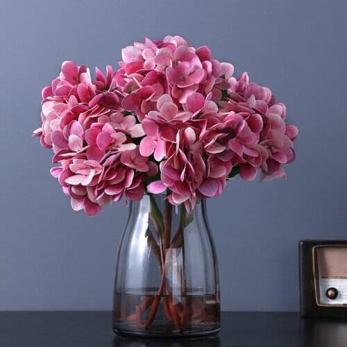 Artificial Hydrangea Real Touch Single Wedding Hortensia Artificial Flower For Christmas Home Decoration Flower indoor plant