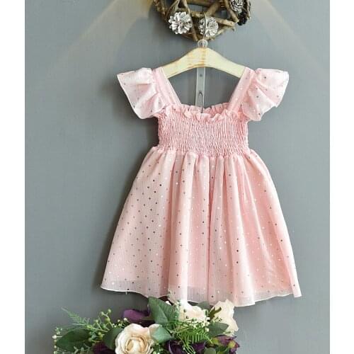 Summer fashion dress children princess dress baby girl cotton flying sleeves 2021 new wave point casual cute girls clothing