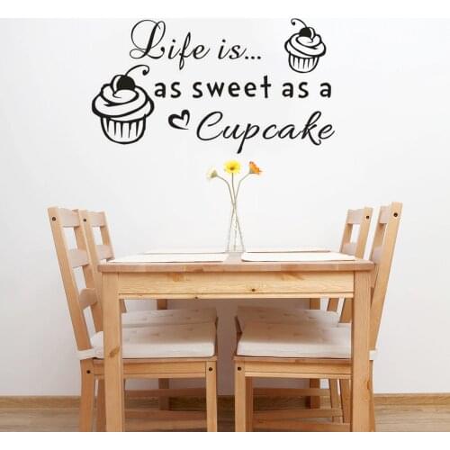 Kitchen Wall Decal Life Is As Sweet As A Cupcake Quote Wall Sticker Bakery Dessret Shop Wall Window Mural Kitchen Decor AY1624