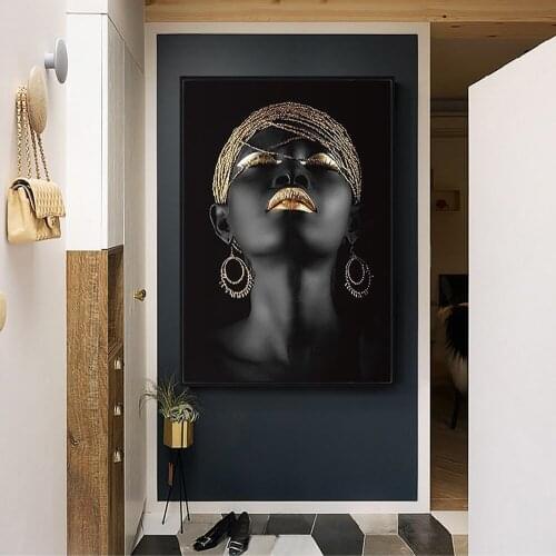 Nice Contemplator Black African Nude Woman Wall stickers on Canvas Posters and Prints Scandinavian Wall Art Picture Oil Painting