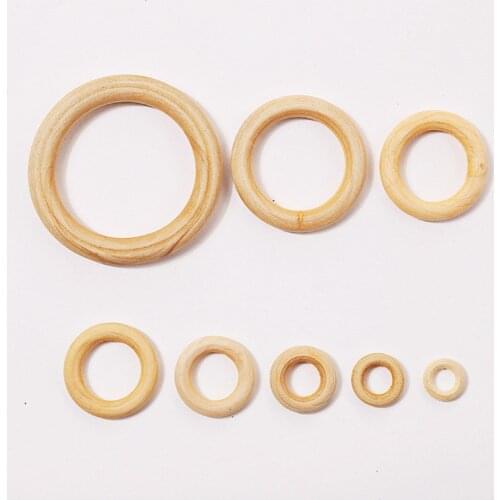 Unfinished Wood Rings and Wood Beads for Craft, Macrame Craft, Ring Pendant and Jewelry Making Connectors