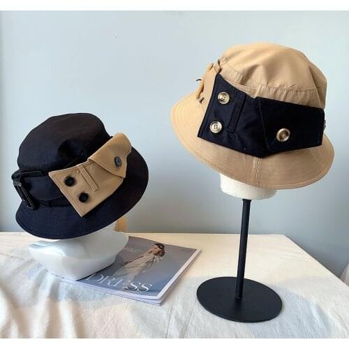 New Designer Button Autumn Winter Women Bucket Hats Fashion Brand Man Hat Ladies Plaid Elegant Special Hiphop Sunhat Gorros