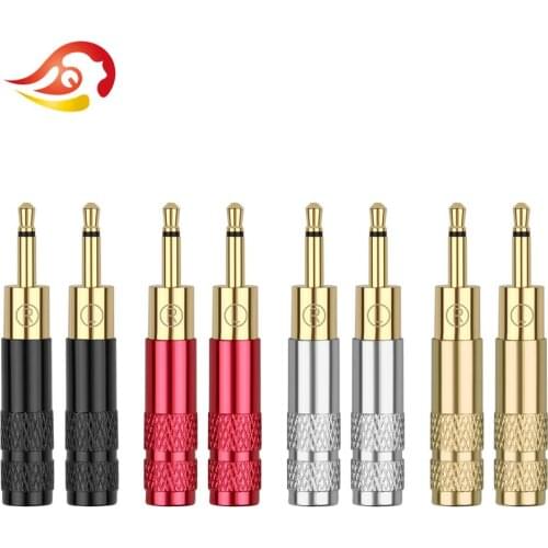 QYFANG 1 Pair 2.5mm 2 Pole Gold Plated Copper Plug Audio Jack Wire Connector Earphone Pin Metal Adapter For HD700 HiFi Headphone