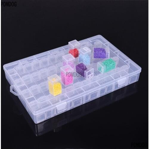 48 Girds Adjustable Plastic Storage Box with Label Sticker For Jewelry Nail Art Diamond Painting Accessories Container boxes