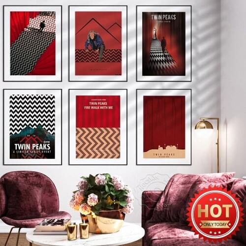 Twin Peaks Tv Series Retro Poster, Home Decor Wall Stickers, Classics TV Retro Poster, Red Vintage Art Wall Picture, Home Decor