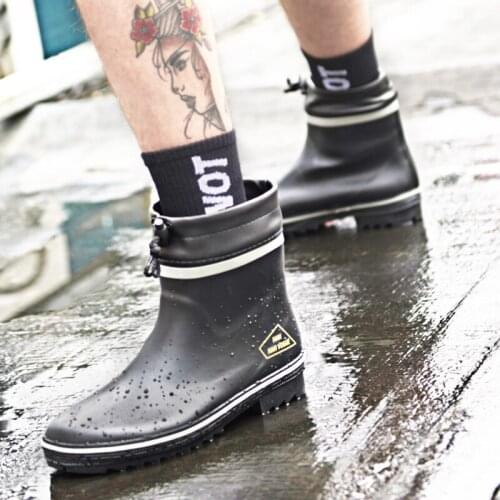 Rubber Rain Snow Boots Men Non-Slip Ankle Rain Boots Plus Size 46 Fashion Casual Short Rain Waterproof Rain Shoes For Men F63