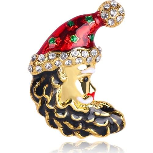 CINDY XIANG Xmas Cartoon Enamel Hat Brooch Pins Christmas Gifts Creative Rhinestone Christmas Hat Brooches New Year Accessories