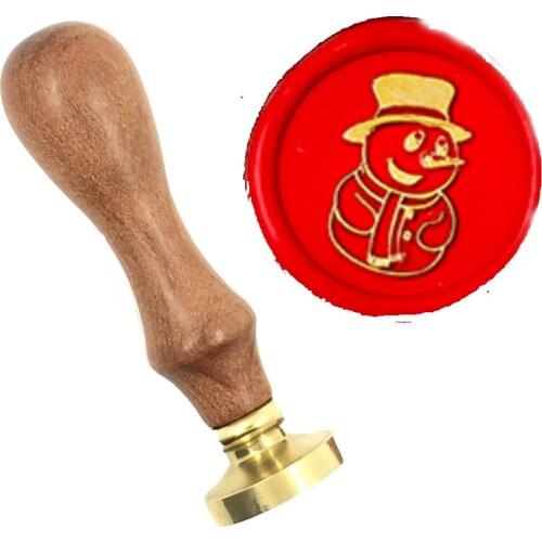Merry Christmas New Year wax seal snowman wood handle wax,DIY Scrapbooking wax stamp copper head,Vintage and high quality09