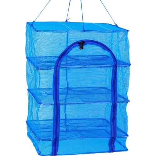 Outdoor Food Screen Foldable Drying Net Hanging Mesh Dryer Square Mesh Dryer for Shrimp Fish Fruit Vegetable 4 layer With Buckle