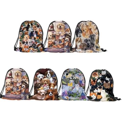 Pretty Hot Animal Pattern Casual Backpack Golden Retriever Labrador Cat Print Shoulder Bag Washable Durable Multi-function Bags